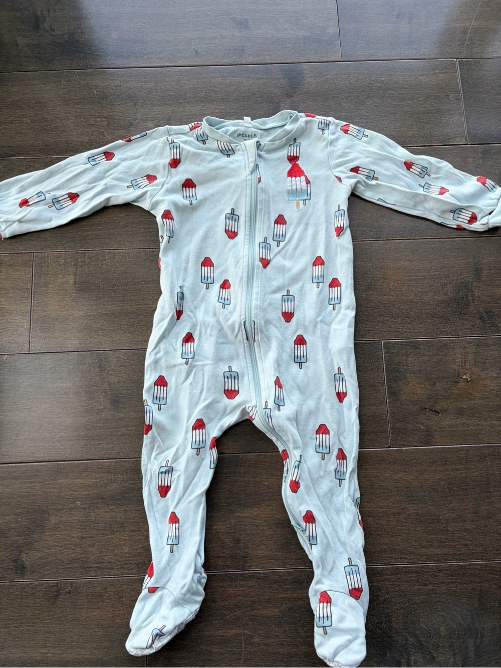 Light Blue RARE Pekkle Popsicle Print Footed One-Piece